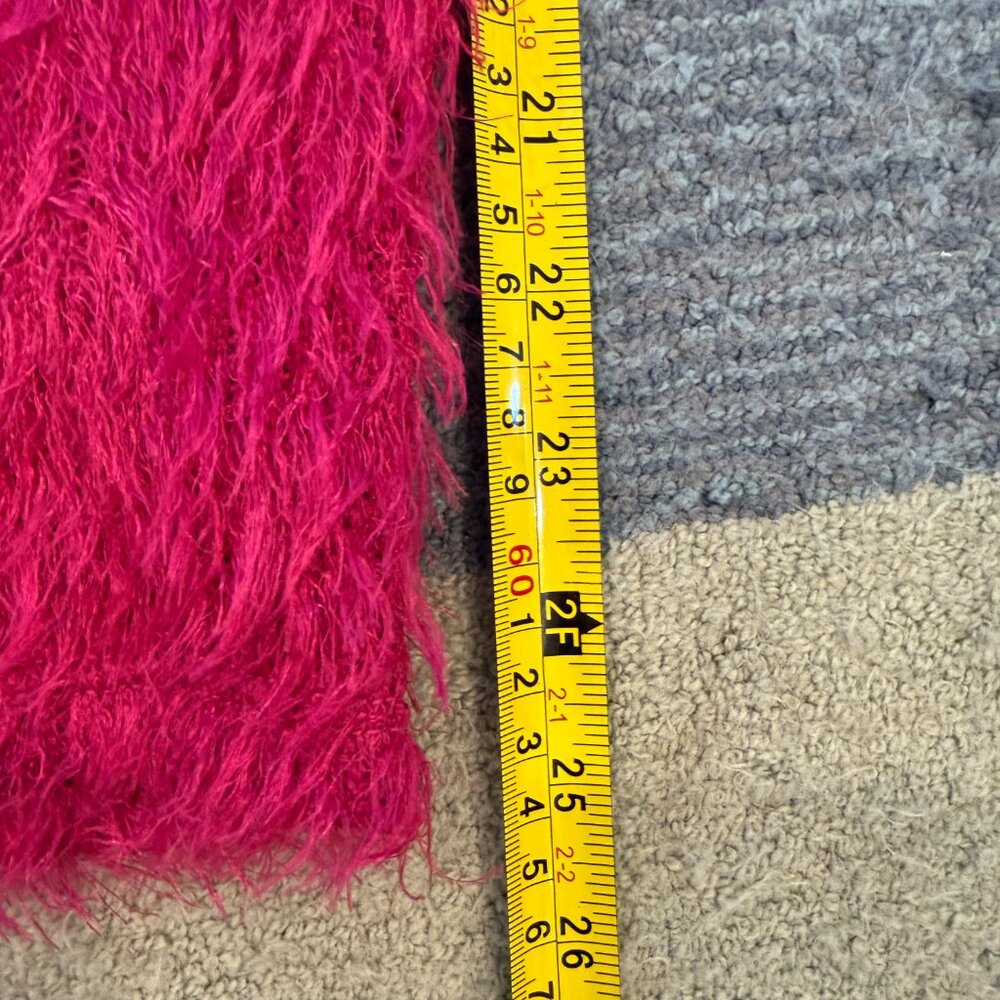 CEFIAN Fuchsia Fuzzy Eyelash Knit Bodycon Mini Dress Size L - Picture 14 of 15